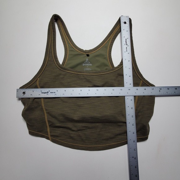 PrAna Becksa Size L Large Bralette Crop Racerback Sports Bra Top Brown Ribbed - Picture 4 of 5